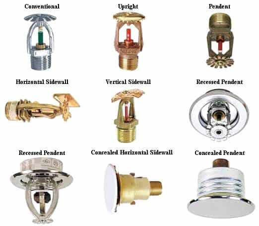 Different fire sprinkler heads