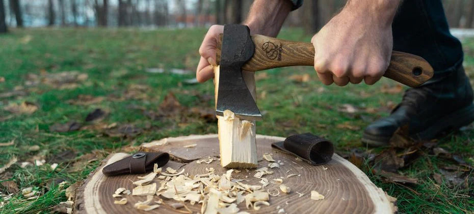 splitting with a bushcraft axe